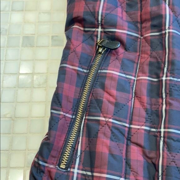 Red Plaid Quilted Petite Vest by Talbots with Corduroy Detailing - Picture 7 of 8